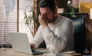 Caucasian worker man businessman employee working laptop pc in office male leader programmer