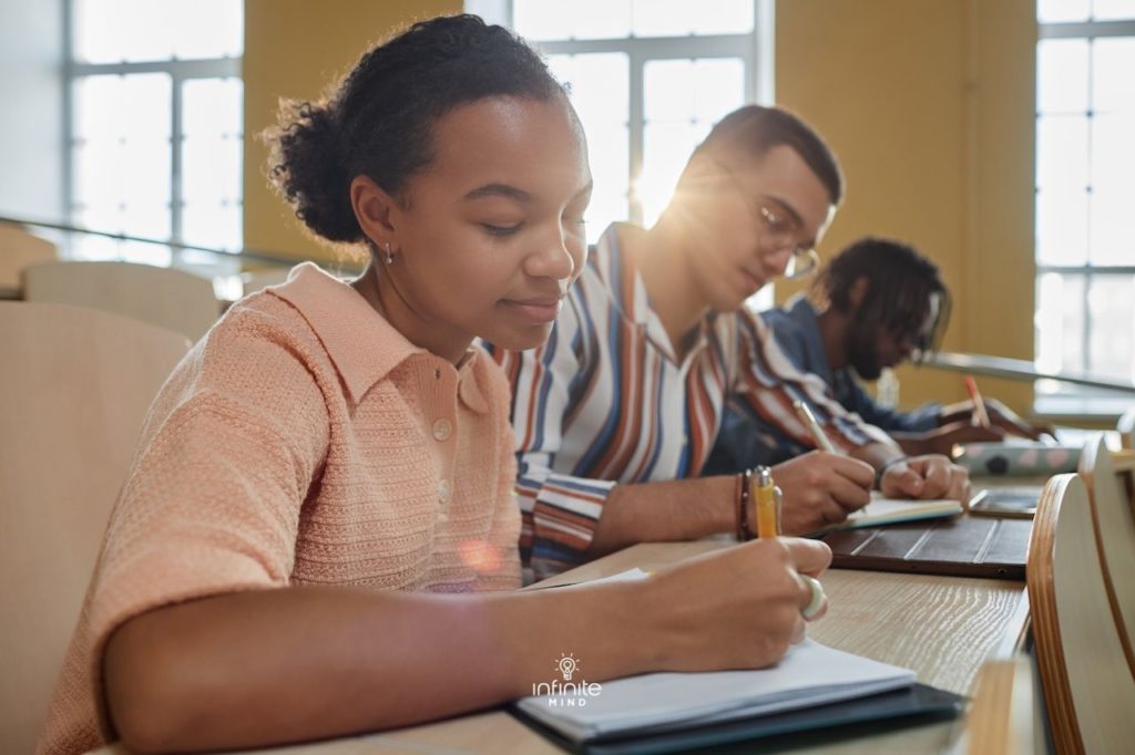 students taking notes in class